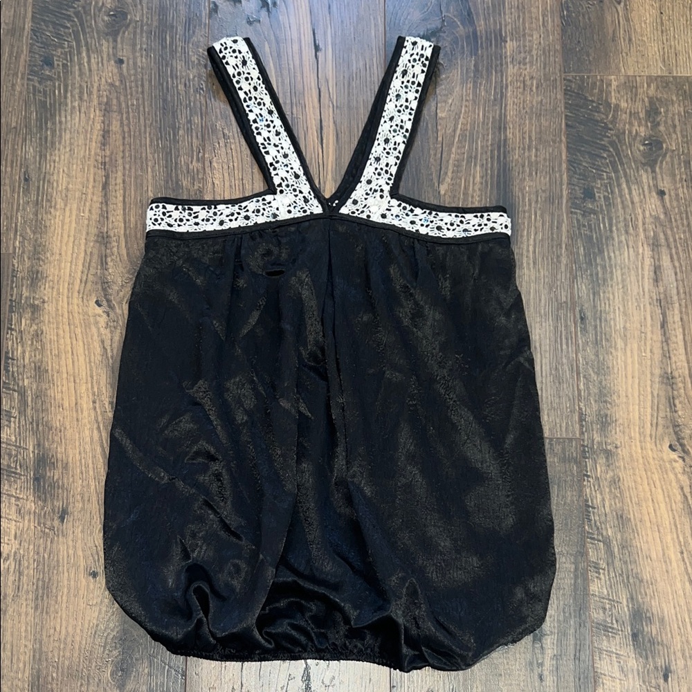 Express Black Top with White Embellished Trim